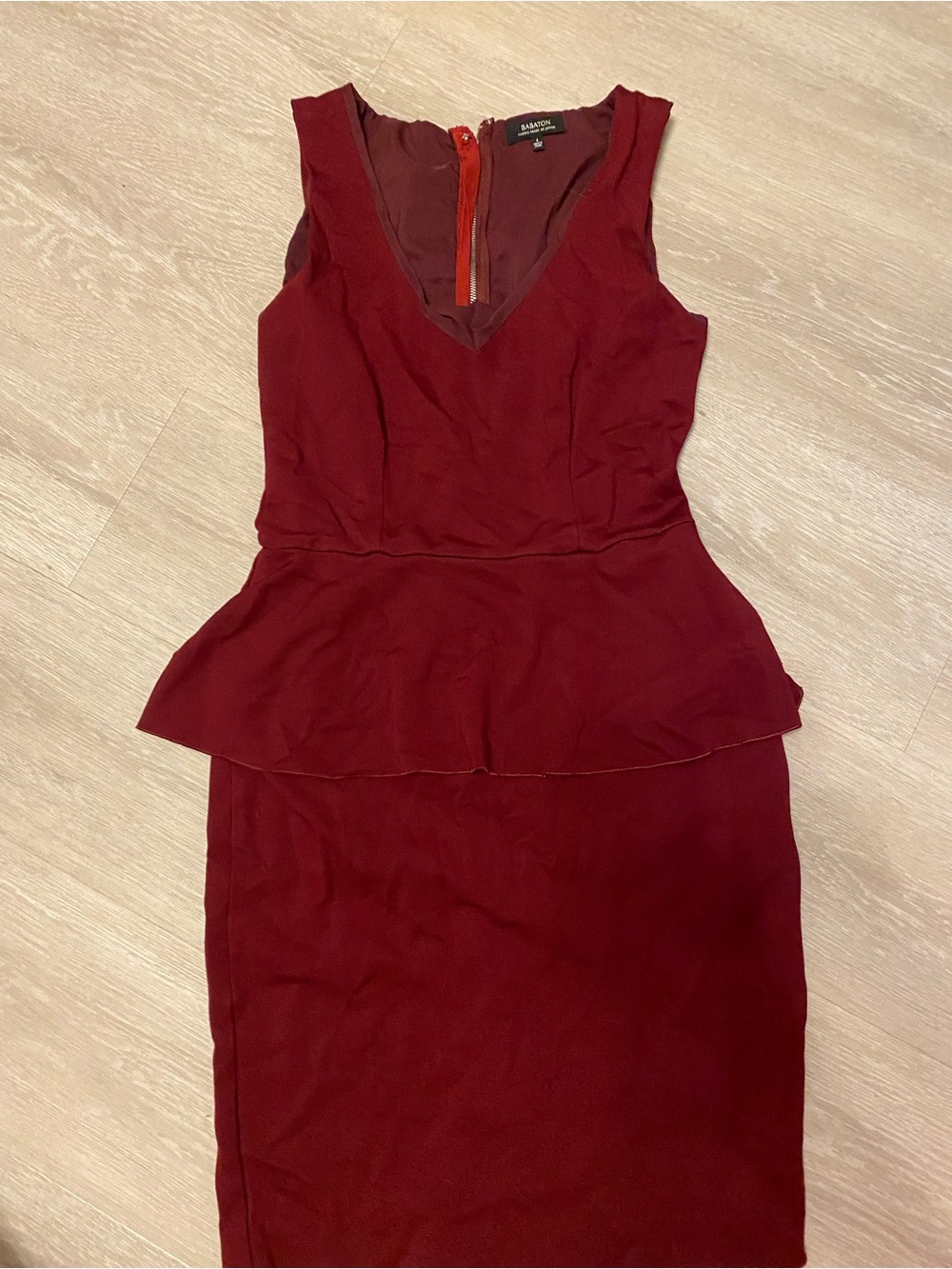 Aritzia Babaton Burgundy Peplum Dress
